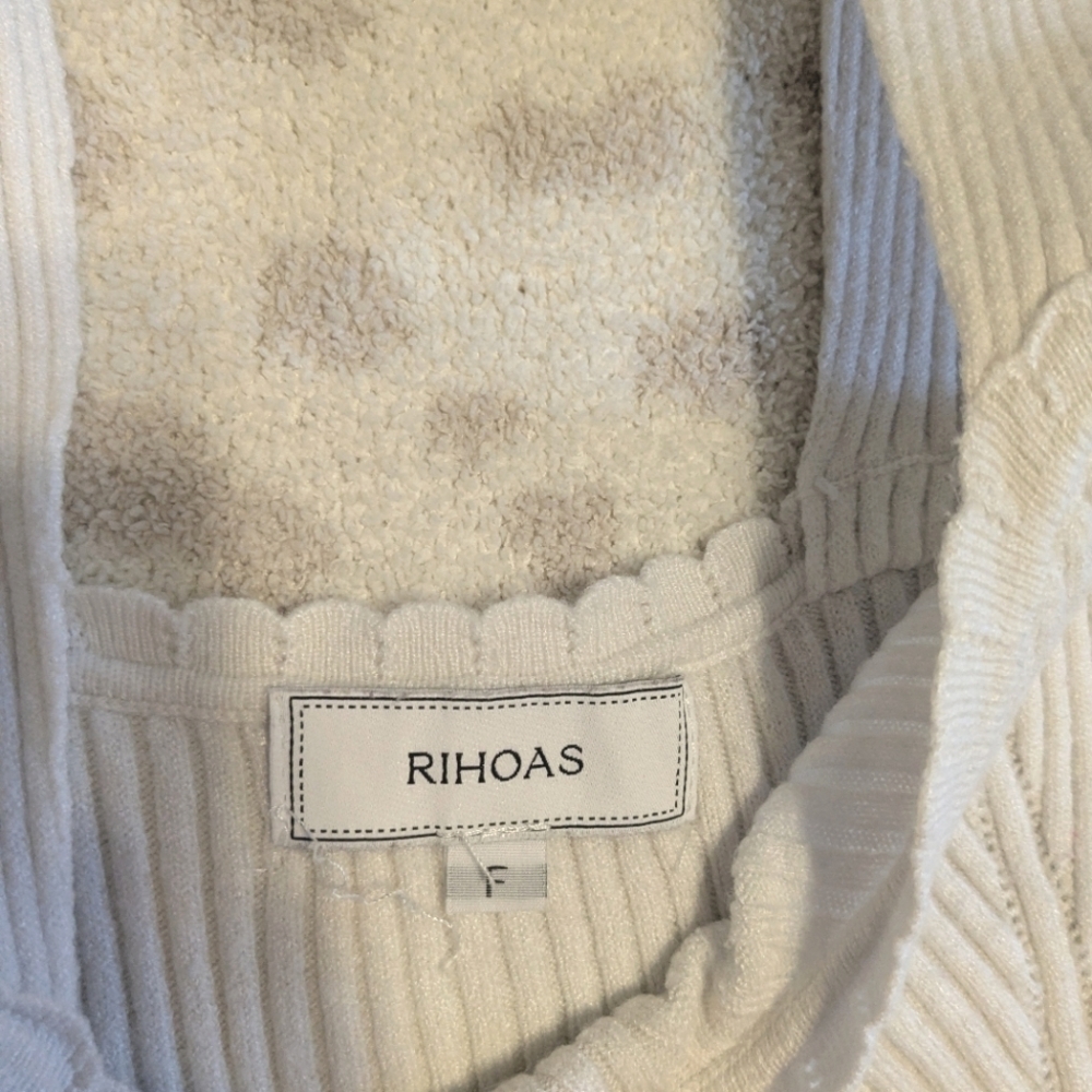 RIHOAS White Ribbed Tank Top with Red Accent - Picture 3 of 4
